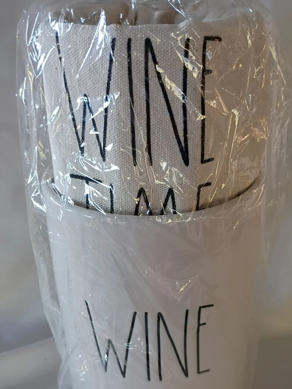 New RAE DUNN Wine Time Set Tote and Cooler 2 Piece Holiday Gift Ceramic Kitchen